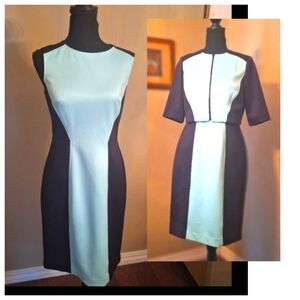 NICE! FUN Dress Suit Slimming Illusion  Black blue Sheath Dress Work Career 6
